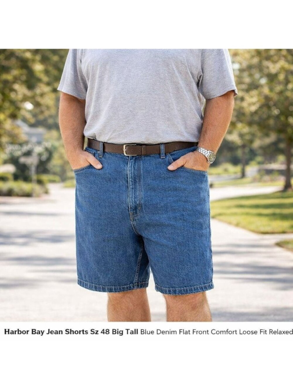 Harbor Bay Mens Jean Shorts Size 48 Big Tall Blue Denim Relaxed Fit 9 Inch Insea